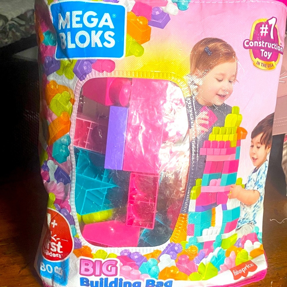 Fisher-Price Mega Bloks Big Building Bag - Pink, Blue, Green, Purple